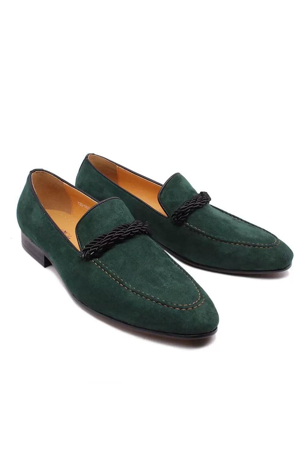 The Invitation — suede loafer · forest green